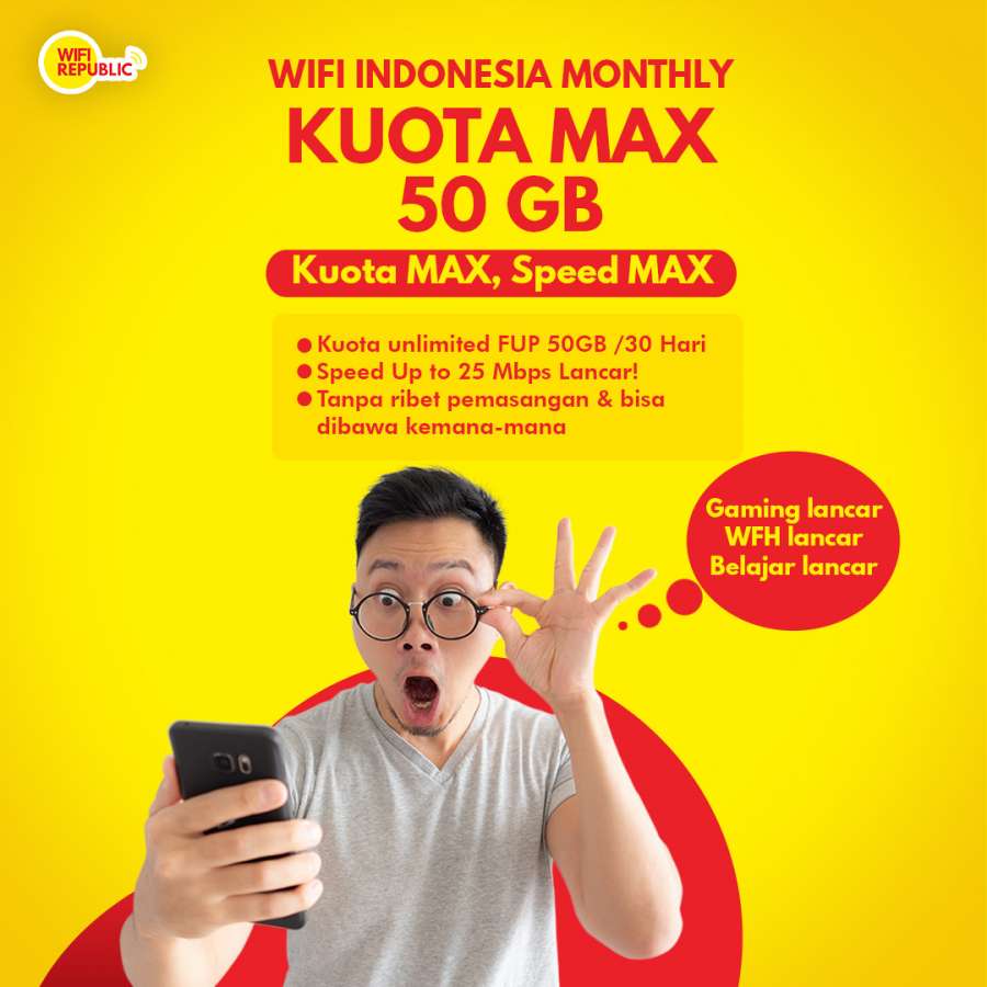 Internet Indonesia Wifirepublic KUOTAMAX 50 GB | Wifi Republic